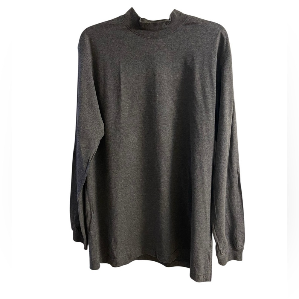Brooks Brothers Gold charcoal grey mock neck top pima cotton Large NWT